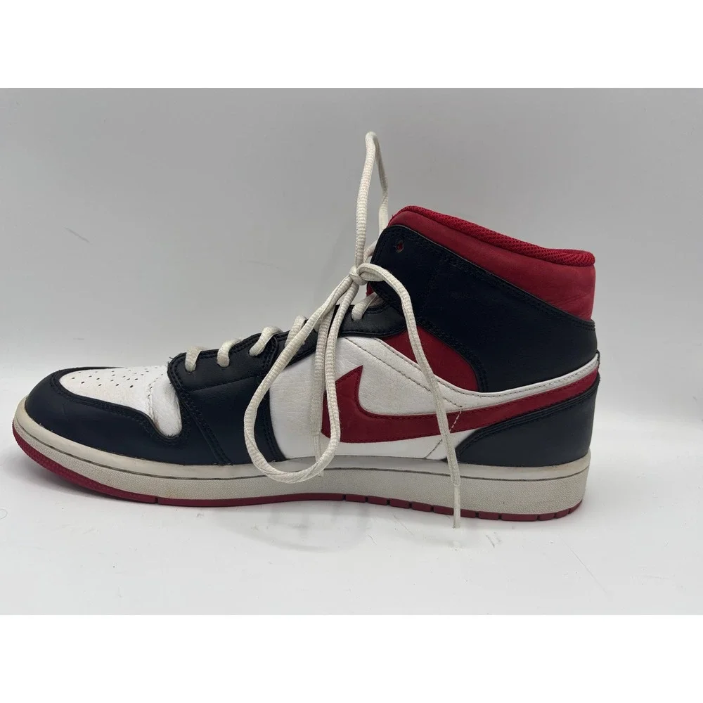 Nike Air Jordan 1 Mid White Gym Red Black Men's Size 11.5 Sneakers 554724-122